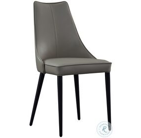 Milano Light Grey Italian Leather Dining Chair Set of 2