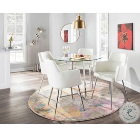 Cosmo Chrome Metal And Clear Tempered Glass Top Dining Room Set with Andrew Chair