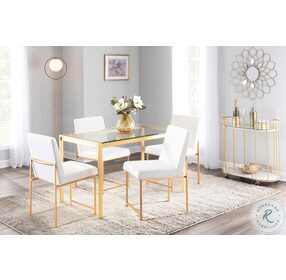 Fuji Gold Metal With Clear Glass Top Dining Room Set