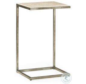 Modern Basics Natural Travertine And Grey Accent Table