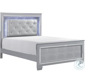 Allura Silver California King Upholstered Panel Bed