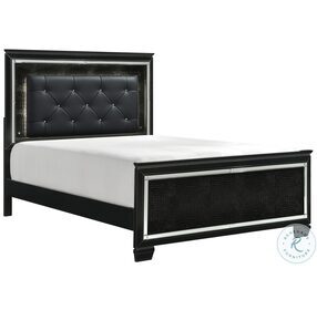 Allura Black California King Upholstered Panel Bed