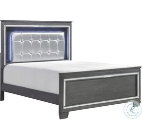 Allura Gray Queen Upholstered Panel Bed