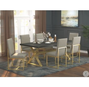 Conway Dark Walnut And Aged Gold Dining Room Set