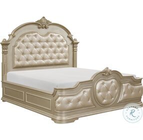 Antoinetta Champagne And Bronze Queen Upholstered Panel Bed