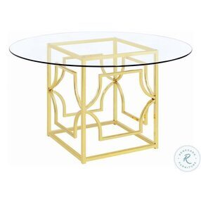 Starlight Brass 54" Glass Top Dining Table