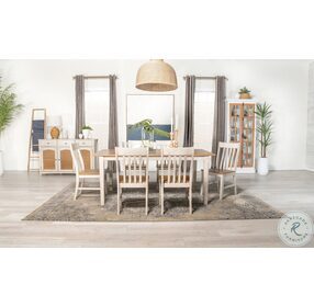Kirby Natural And Rustic Off White Extendable Rectangular Dining Room Set