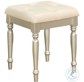 Celandine Silver And Off White Vanity Stool
