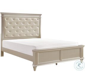 Celandine Silver And Off White King Upholstered Panel Bed