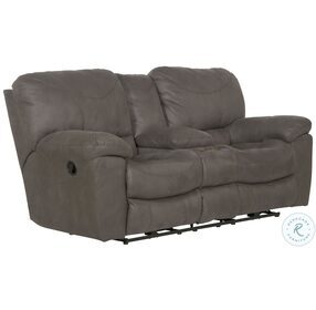Trent Charcoal Reclining Console Loveseat With Storage
