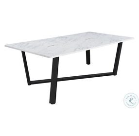 Mayer Faux White Marble And Black Dining Table