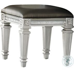 Bevelle Silver And Gray Vanity Stool