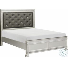 Bevelle Silver And Gray King Upholstered Panel Bed