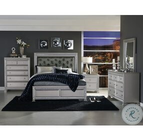 Bevelle Silver Upholstered Panel Bedroom Set