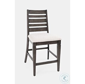 Lincoln Square Dark Espresso And Cream Fabric Ladder Back Counter Height Stool Set of 2