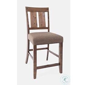 Mission Viejo Rustic Natural Brown Slat Back Counter Height Stool Set of 2