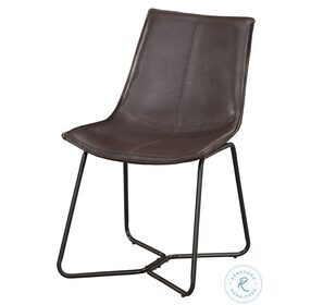 Live Edge Dark Brown Bonded Leather Side Chair Set Of 2