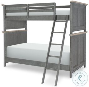 Cone Mills Distressed Denim And Stone Washed Twin Over Twin Bunk Bed