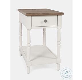 Grafton Farms Brushed White And Brown Chairside Table