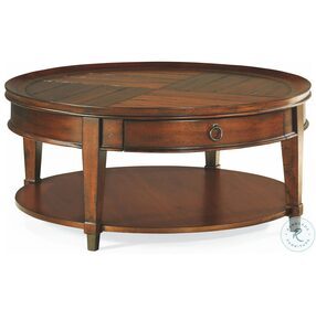 Sunset Valley Rich Mahogany 1 Drawer Round Cocktail Table