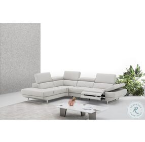 The Annalaise Silver Gray Italian Leather Reclining LAF Sectional