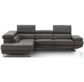 The Annalaise Dark Gray Italian Leather Reclining LAF Sectional