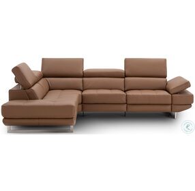 The Annalaise Caramel Italian Leather Reclining LAF Sectional