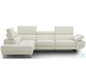 The Annalaise Snow White Italian Leather Reclining LAF Sectional