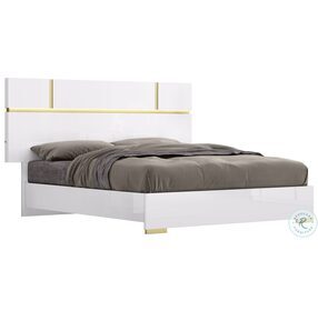 Kyoto White and Gold Lacquer King Platform Bed