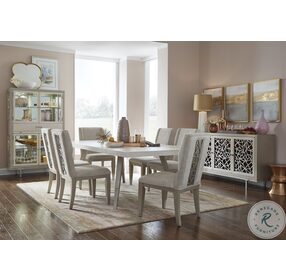 Lenox Warm Silver and Acadia White Rectangular Extendable Dining Room Set