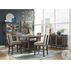 Ryker Nocturne Black and Coventry Grey Extendable Counter Height Dining Room Set