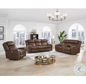 Atticus Mocha Dual Power Reclining Living Room Set With Power Footrest