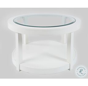 Urban Icon White Glass Inlay Round Cocktail Table