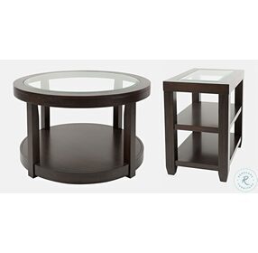 Urban Icon Merlot Glass Inlay Round Occasional Table Set