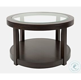 Urban Icon Merlot Glass Inlay Round Cocktail Table