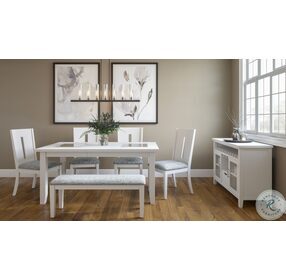 Urban Icon White 66" Glass Inlay Extendable Dining Room Set