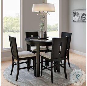 Urban Icon Black 42" Round Glass Inlay Counter Height Dining Room Set