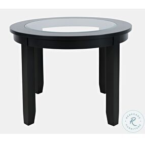 Urban Icon Black 42" Round Glass Inlay Dining Table