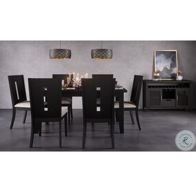Urban Icon Black 66" Glass Inlay Extendable Dining Room Set