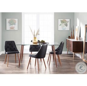 Clara Walnut Metal And Clear Glass Top Dining Room Set with Gianna Chair