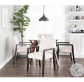 Cosmo Black Metal And White Wood Top 43" Dining Room Set with Carmen Chair