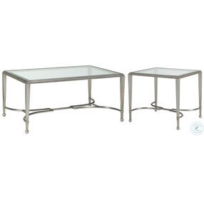 Metal Designs Silver Leaf Sangiovese Small Rectangular Occasional Table Set