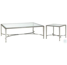 Metal Designs Silver Leaf Sangiovese Large Rectangular Occasional Table Set