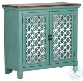 Eclectic Living Turquoise 2 Door Accent Cabinet