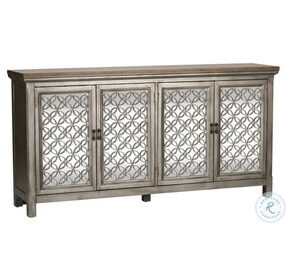 Eclectic Living Wire Brushed Gray And White 4 Door Accent Cabinet