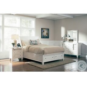 Sandy White Storage Sleigh Bedroom Set