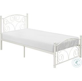 Pallina White Twin Metal Poster Bed