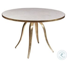 Signature Designs White And Gold Foil Crystal Stone Round Dining Table