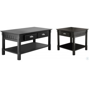 Timber Black 2 Drawer Occasional Table Set