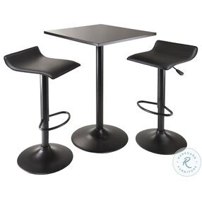Obsidian Black 3 Piece Square Counter Height Dining Set with 2 Airlift Stools